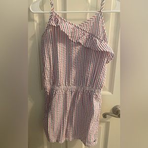 Vineyard Vines Girls Seersucker Romper Red White Blue Stripe Large EUC!❤️💙❤️